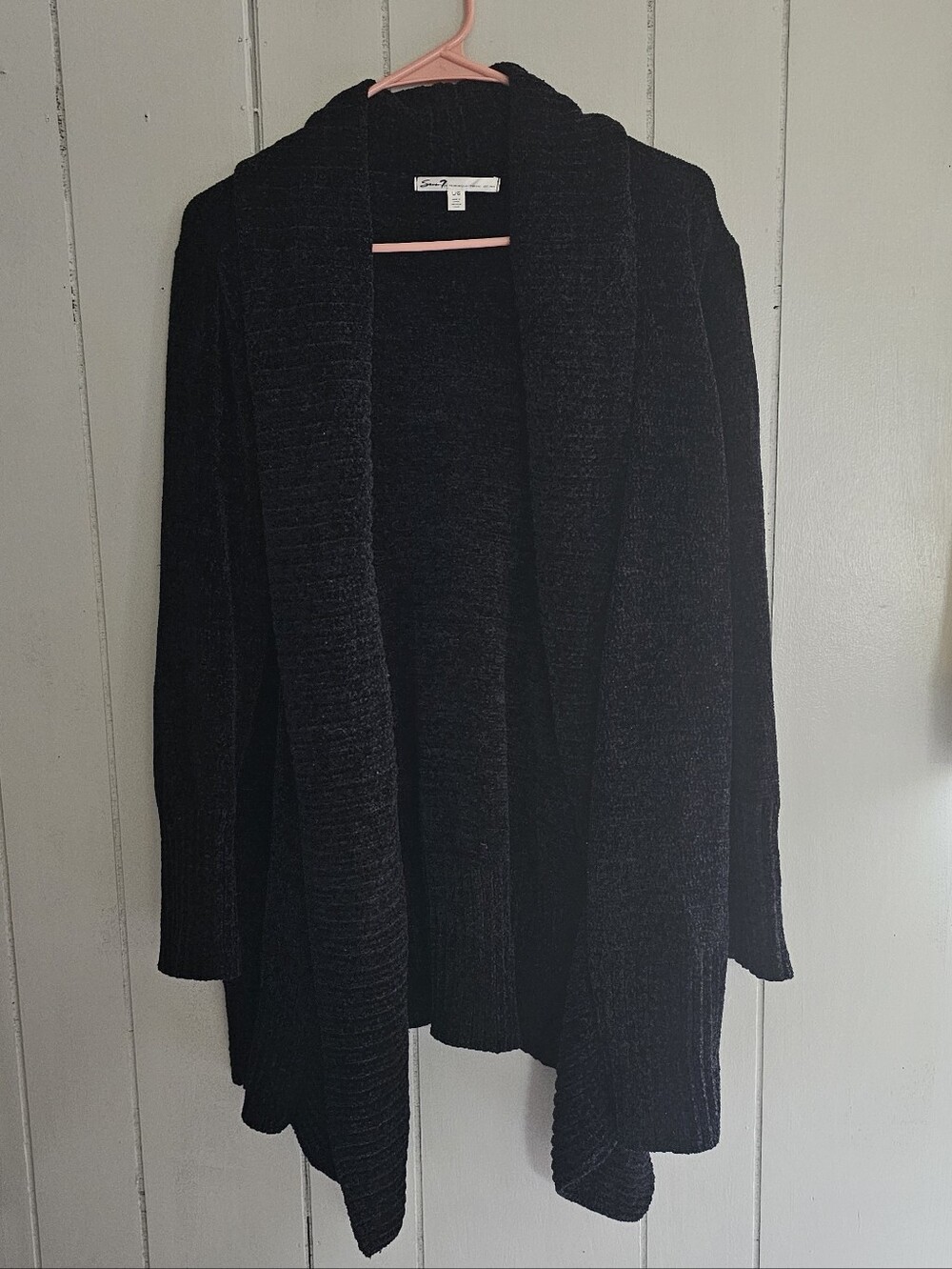 Black Open-Front Knit Cardigan Sweater - Women
